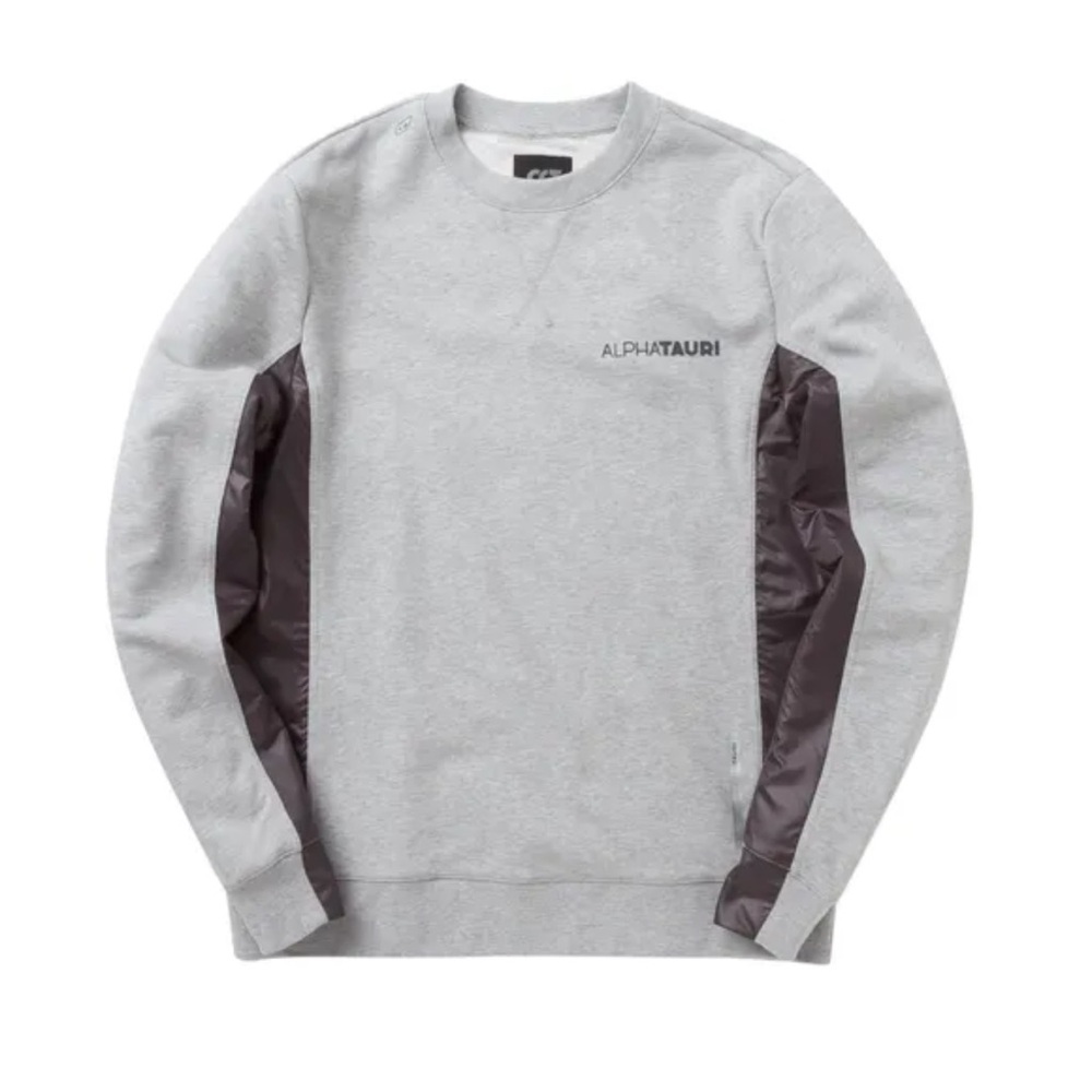 Men's Grey Crewneck Sweatshirt with Dark Grey Panels